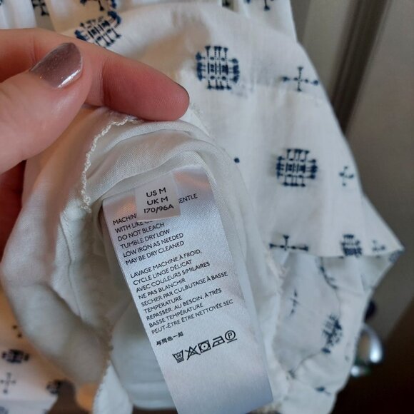 RARE! White Anthropologie Dress with Navy Embroidery Details (NWT) - Picture 7 of 8